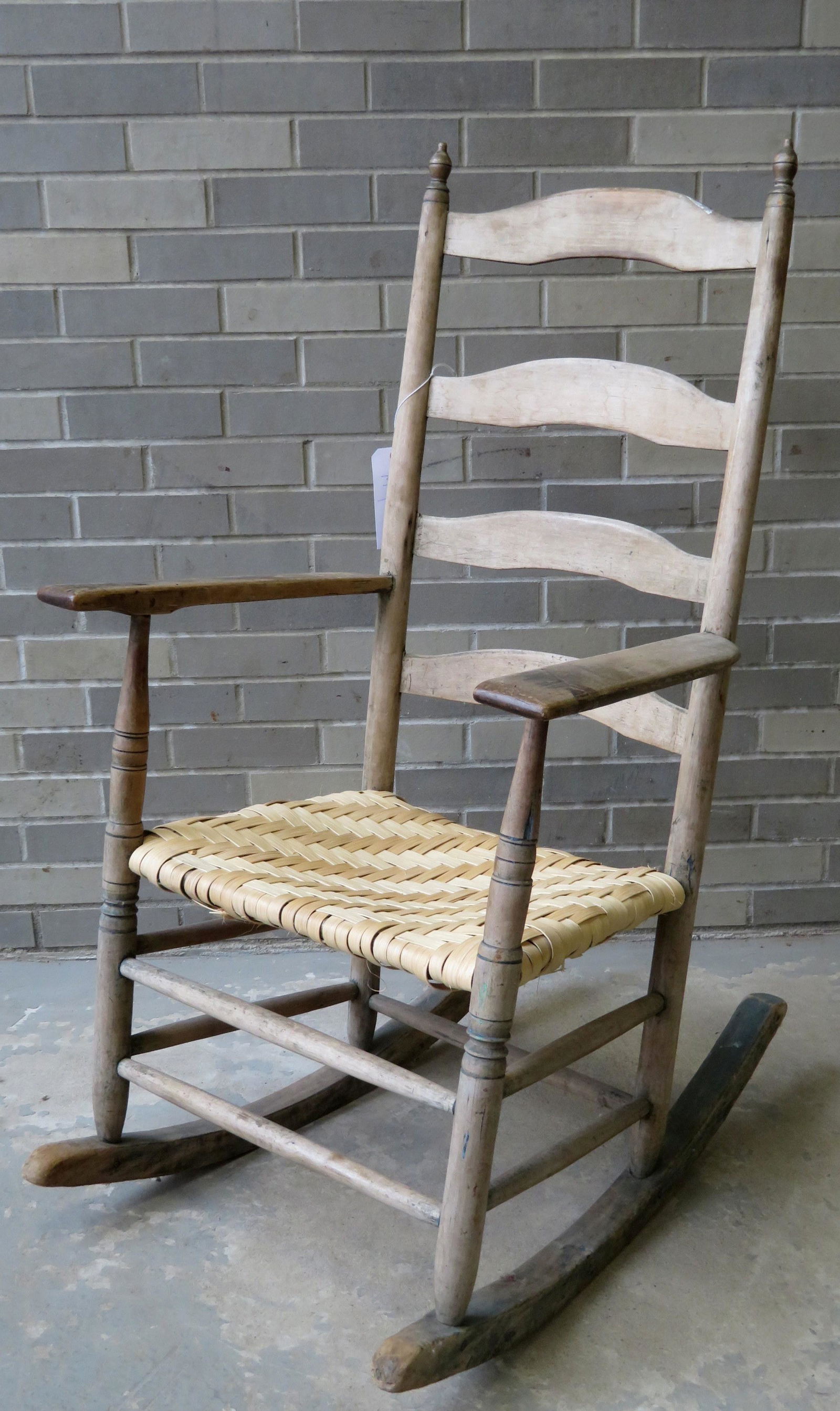 Early ladder back arm chair with 4 arched splats, (1 of 3)