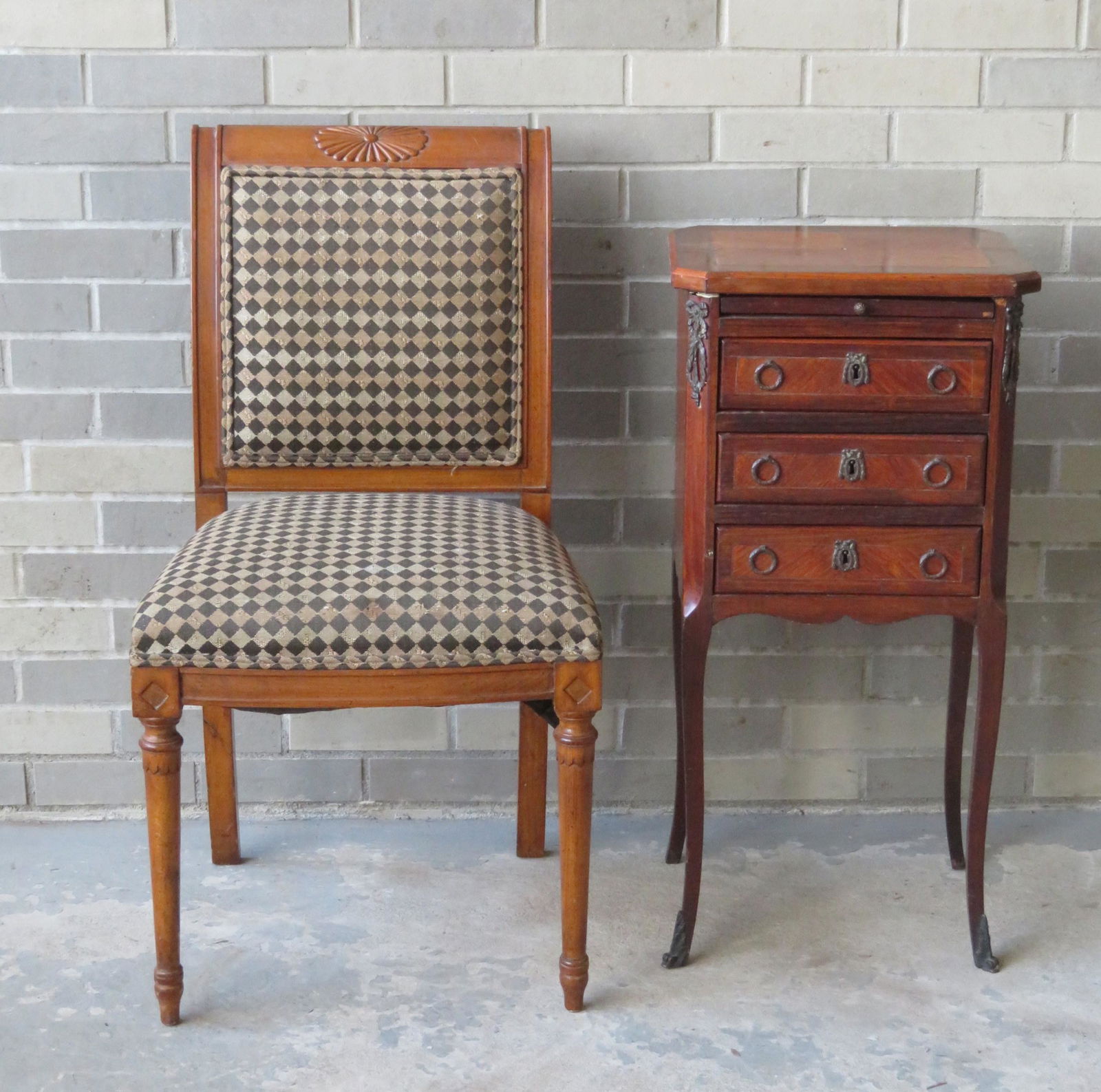 A French side chair and a petite French 3 drawer stand (1 of 11)