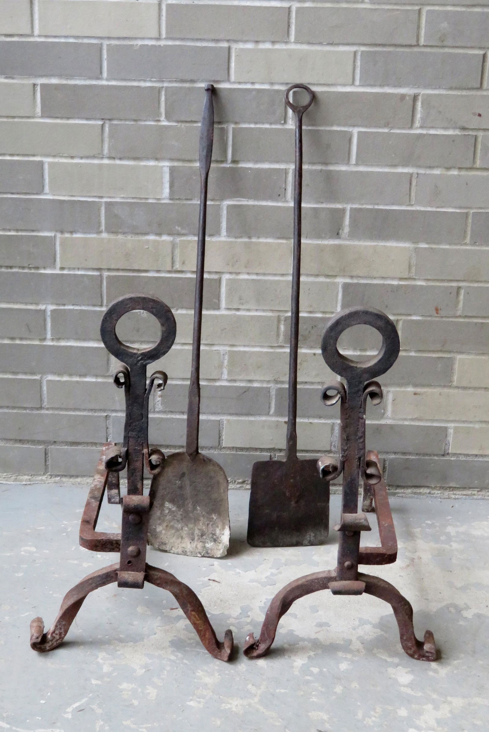 Grouping of 3 hearth items including a pair of Arts & (1 of 5)