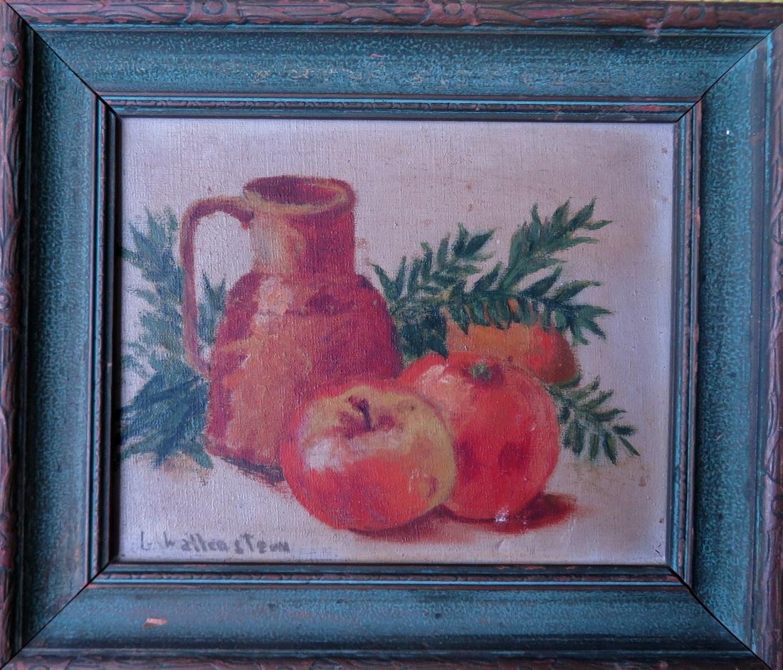 O/C Still life of apples and pitcher signed L. (1 of 4)