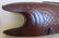 A folk art carved oak figural fish boot jack on turned - 4