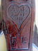A folk art carved oak figural fish boot jack on turned - 7