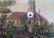 An oil painting with built in clock and music box, - 3
