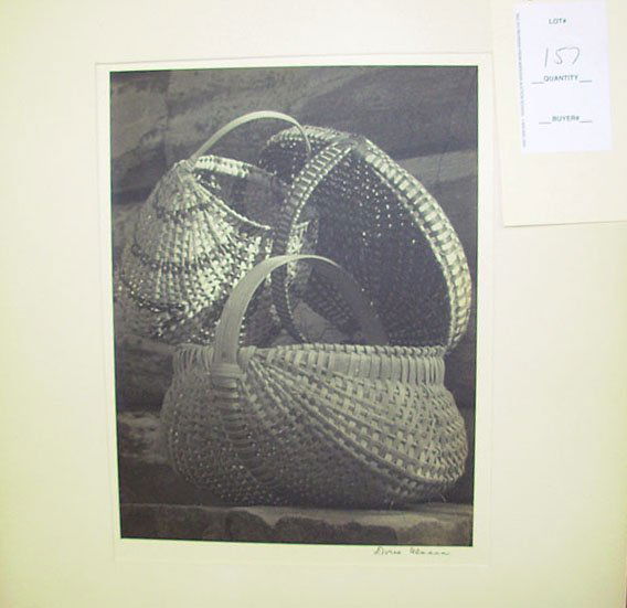 Doris Ulmann signed platinum print 3 baskets: Platinum print of three melon baskets - pencil signed "Doris Ulmann" (6" x 8")