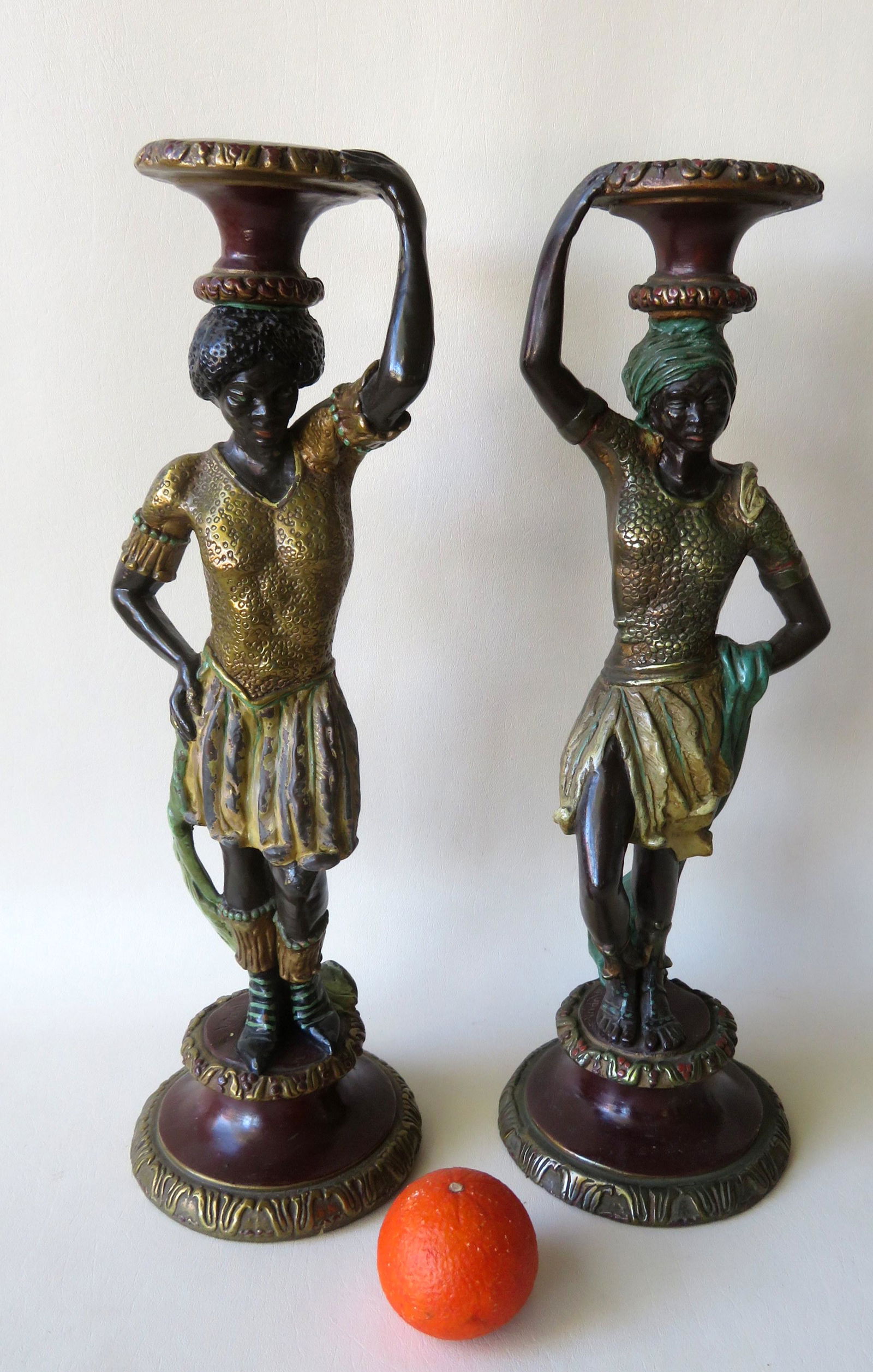 Two Blackamoor sculptures, circa 1930, signed Kupur: Two Blackamoor sculptures, circa 1930, signed Kupur (attributed to Frederick Cooper who was active 1923-1940 in Chicago and is known for his Blackamoor sculptures and other art forms - Kupur is pronou