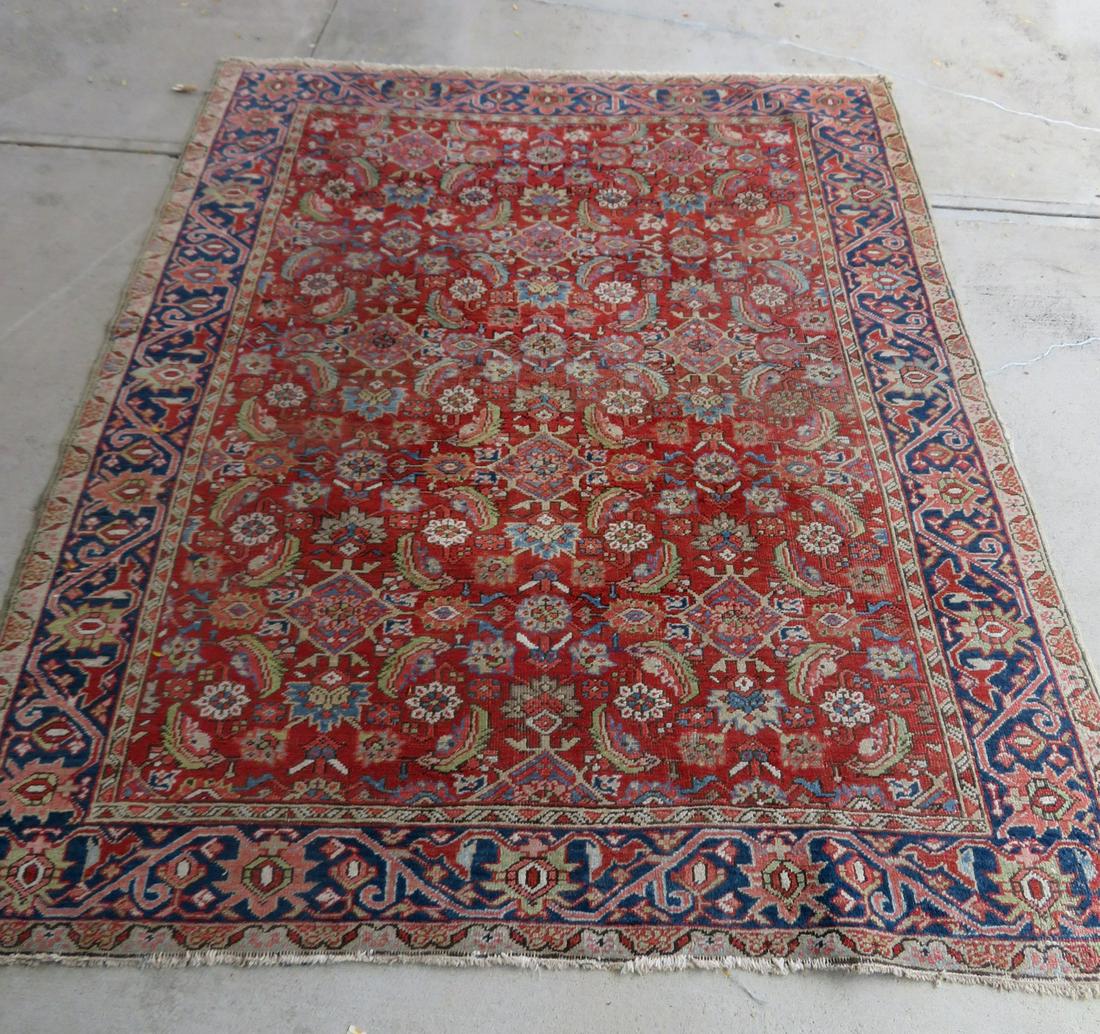 A room size rug in good condition, late 19th century.: A room size oriental rug, hand knotted, and retaining good color, 19th century. Measures 7' 2" x 9' 3". Minor use wear and overall good condition. Provenance: From the Stanley Blum estate, Rhinebeck N