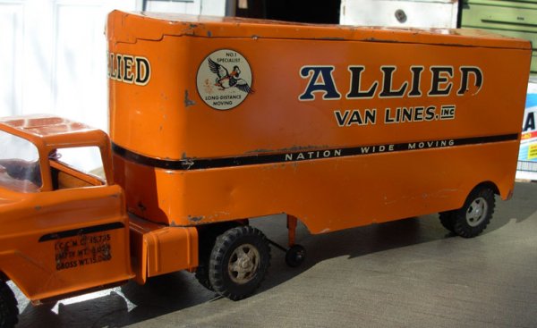 Tonka Allied Van Lines tractor trailer 1962-63 good: Tonka Allied Van Lines tractor trailer 1962-63 good cond