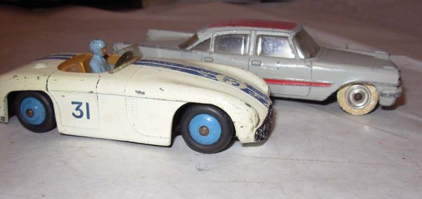 Dinky; 1950's Cunningham CR5 #133 & Desoto Firefli: Dinky; 1950's Cunningham CR5 #133 & Desoto Fireflite, & Dinky; 1950's VW #181 & Caravan Trailer #190. Both in very good cond