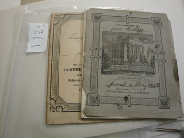Two bond diaries of James R. Platt Poughkeepsie NY: Two bound diaries of James R. Platt Poughkeepsie NY - with daily entries beginning in 1858. Interesting discussions about the his work - its seems very little has changed over the years.....