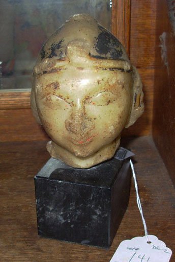 Ancient marble carved figure - possibly Middle Ea: Ancient marble carved figure - possibly Middle Eastern - the head itself is 5" tall