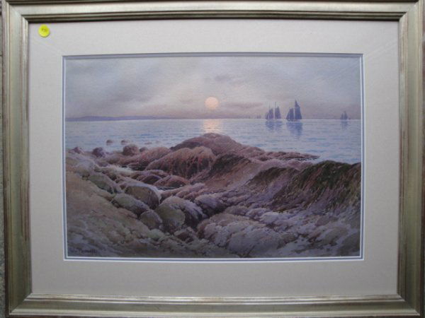 W/C Seascape signed Wm. Paskell. William Frederick: W/C Seascape signed Wm. Paskell. William Frederick Paskell - Mass. 1866-1951. 13" x 19"