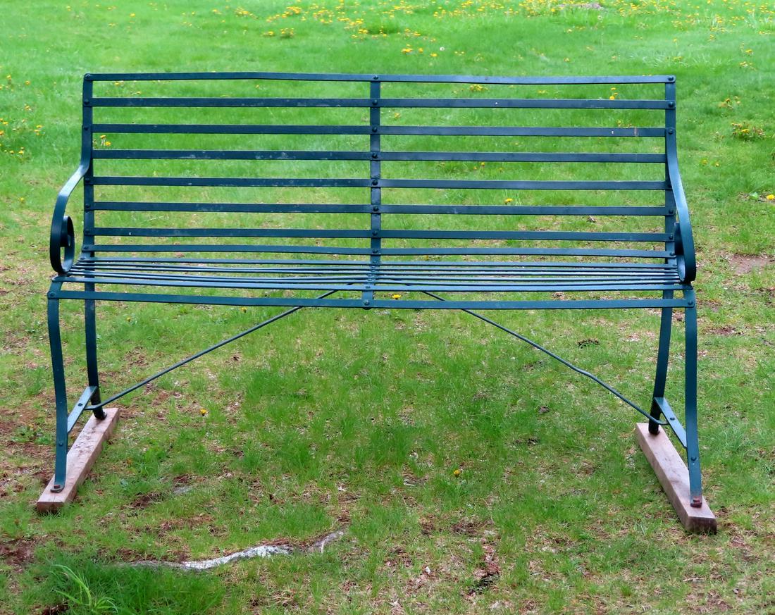 A good park bench with sheet iron slats on seat and (1 of 3)