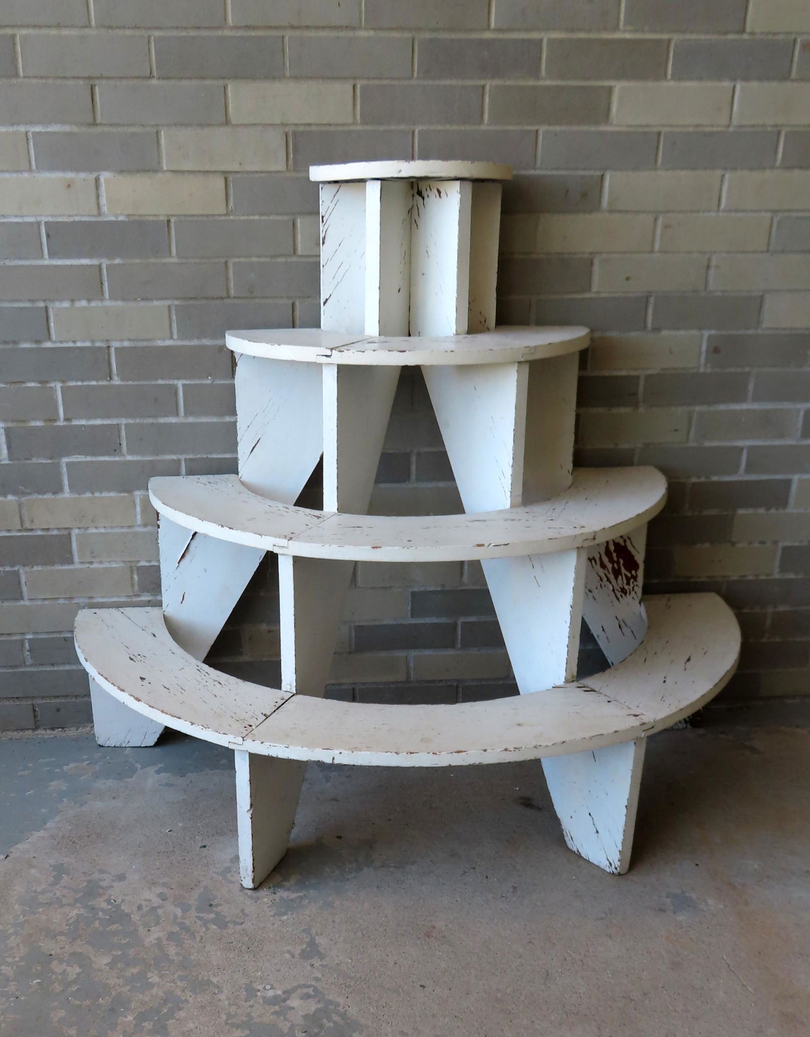 Half round 4 tier wooden plant stand with square nail (1 of 7)