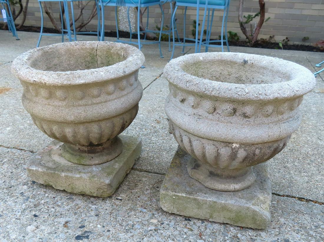 Two matching 2 part concrete garden planters - the pots (1 of 6)
