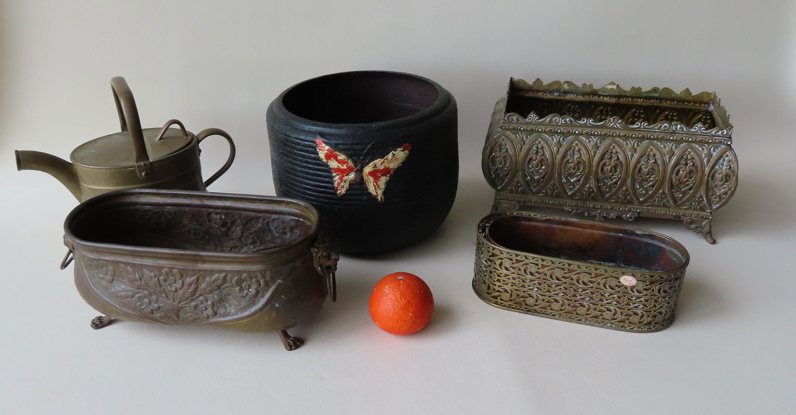 Grouping of 5 vintage planters including: Three (1 of 6)