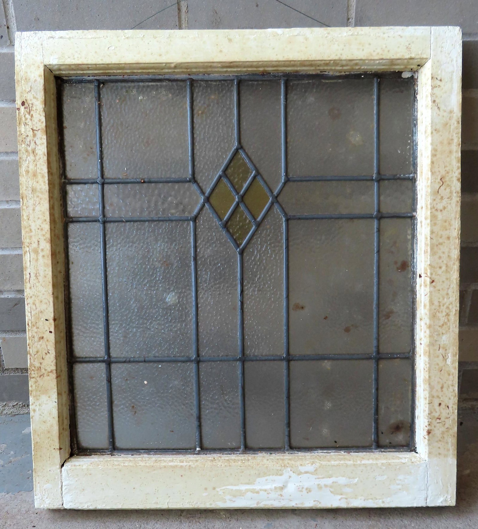 An Art Deco leaded and stained glass window, early 20th: An Art Deco leaded and stained glass window, early 20th century, very good condition. 21" x 23 3/4" x 1 3/4" thick.