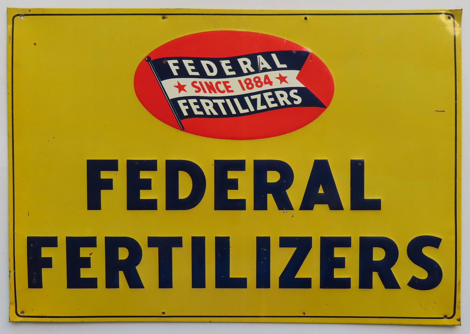 "FEDERAL FERTILIZERS" lithographed tin advertising (1 of 2)