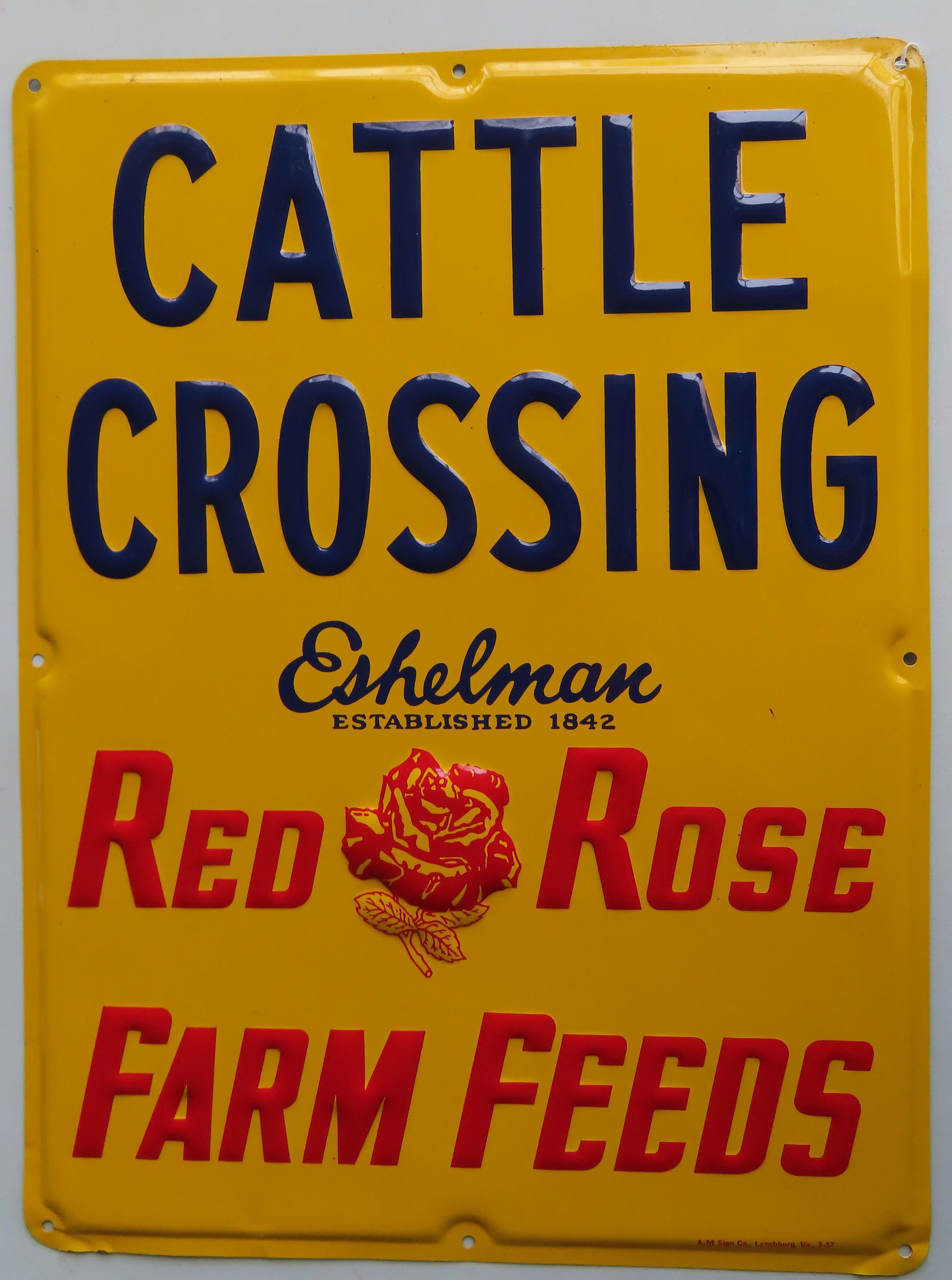 Tin sign, near mint  condition: "CATTLE CROSSING / (1 of 4)