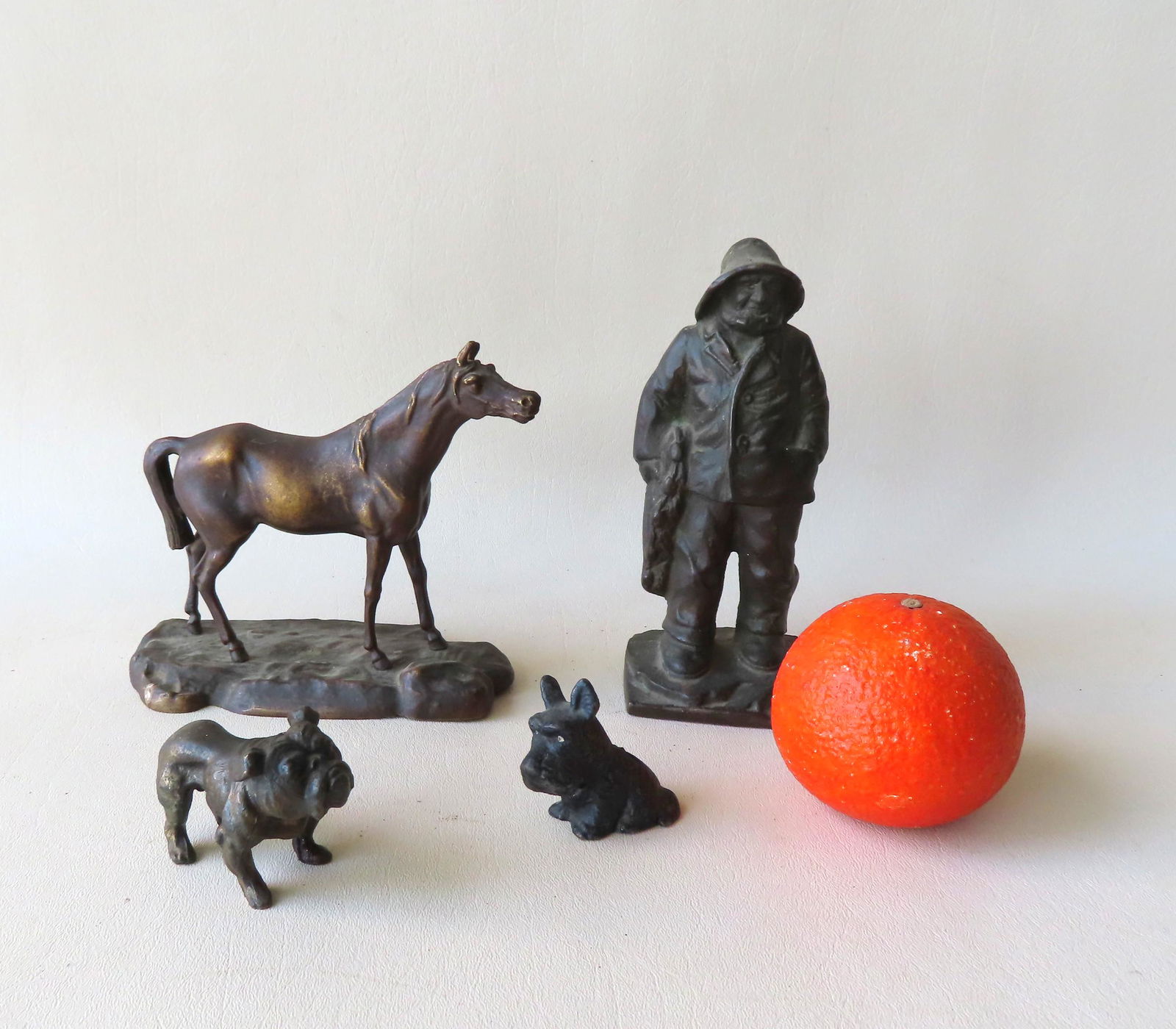 Grouping of 4 decorative metal objects including: A (1 of 8)