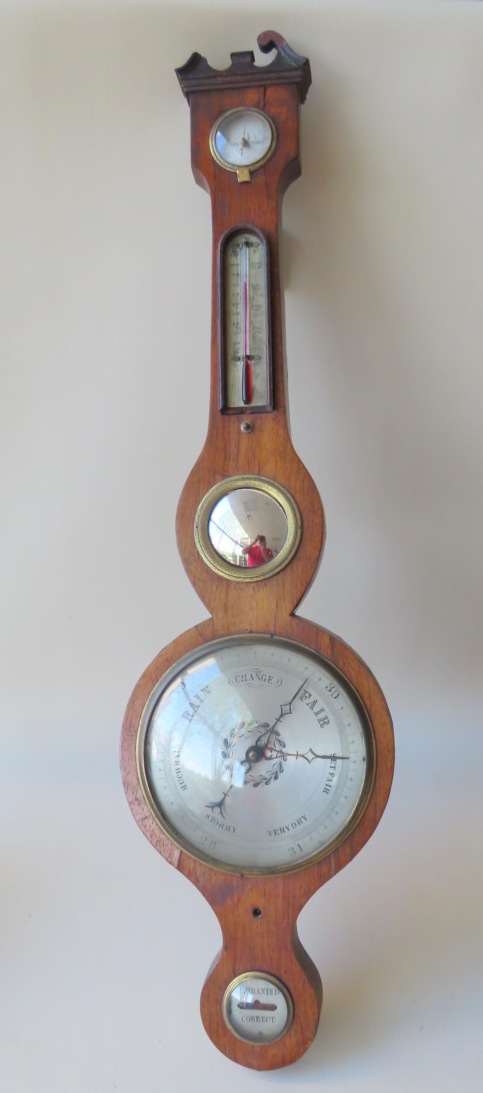 An English banjo barometer, 19th century, having 4 (1 of 9)