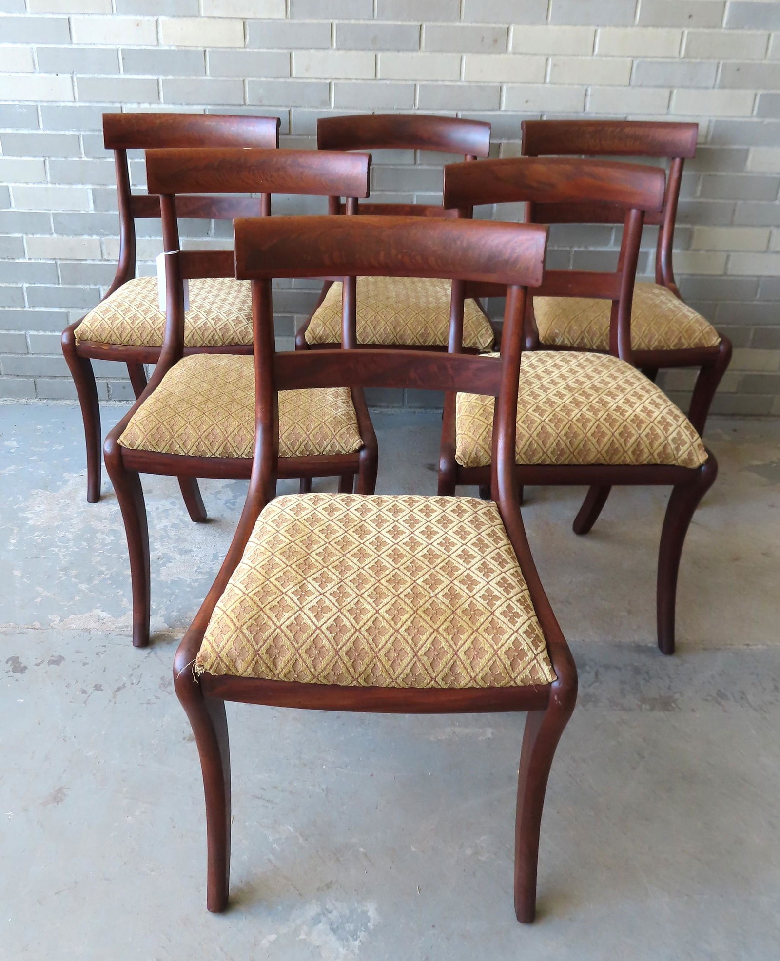 A matched set of 6 late Sheraton saber leg mahogany (1 of 9)