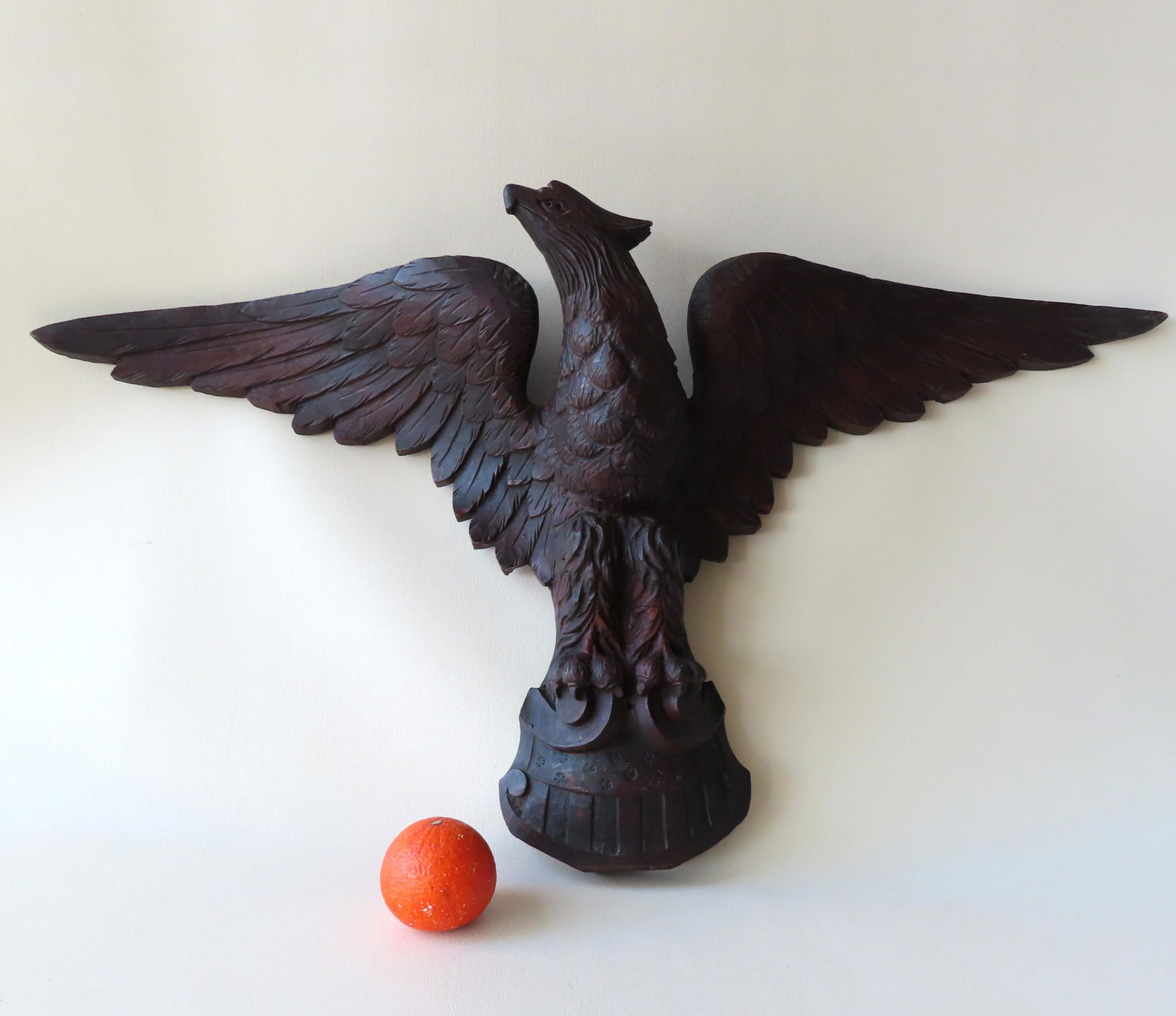 A carved walnut spread wing eagle wall plaque or (1 of 13)
