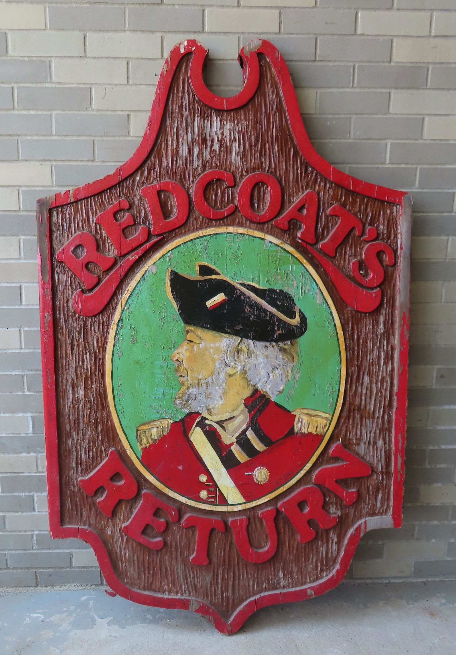 Old wooden double sided restaurant inn sign marked "RED (1 of 5)