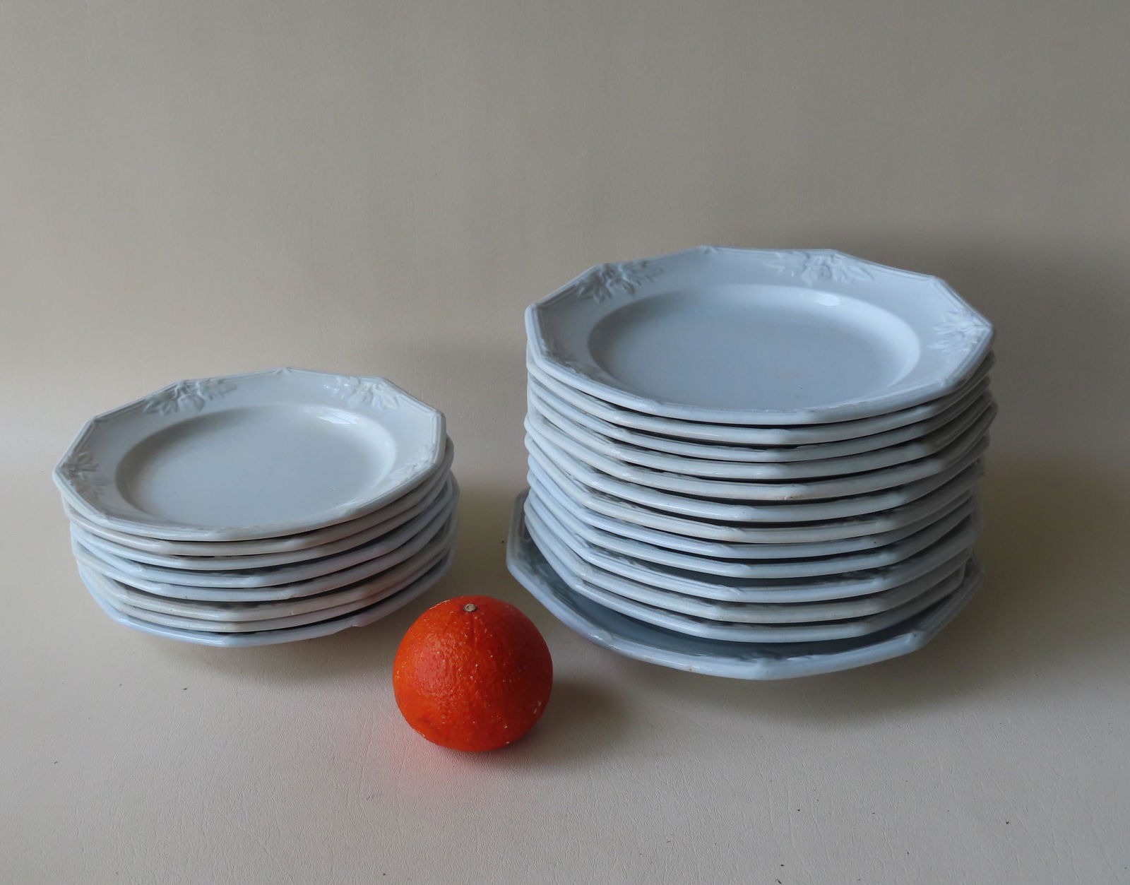 Grouping of 21 octagonal white ironstone plates, Fig & (1 of 13)