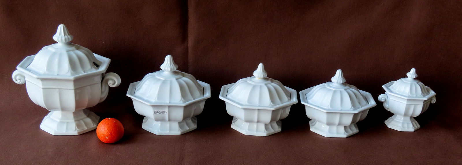 Grouping of 5 octagonal shaped white ironstone covered (1 of 20)
