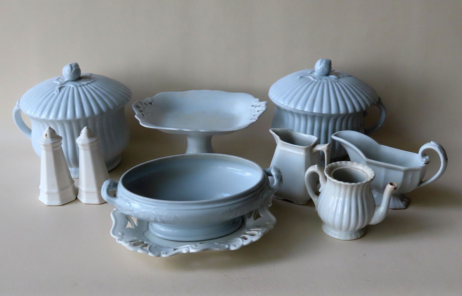 Grouping of early ironstone china, most with small (1 of 6)