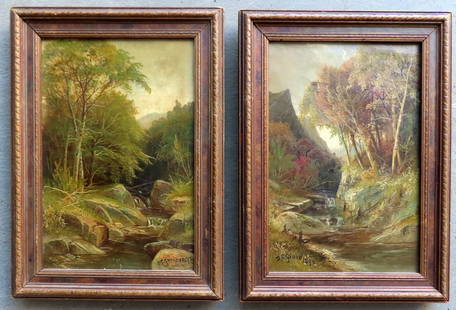 Daniel Charles Grose 1838 - 1900, was active/lived in: Daniel Charles Grose 1838 - 1900, was active/lived in District Of Columbia & Canada. Two O/C Mountain landscapes with brook, signed D.C. Grose 1892. One with small repaired split in canvas hardly noti