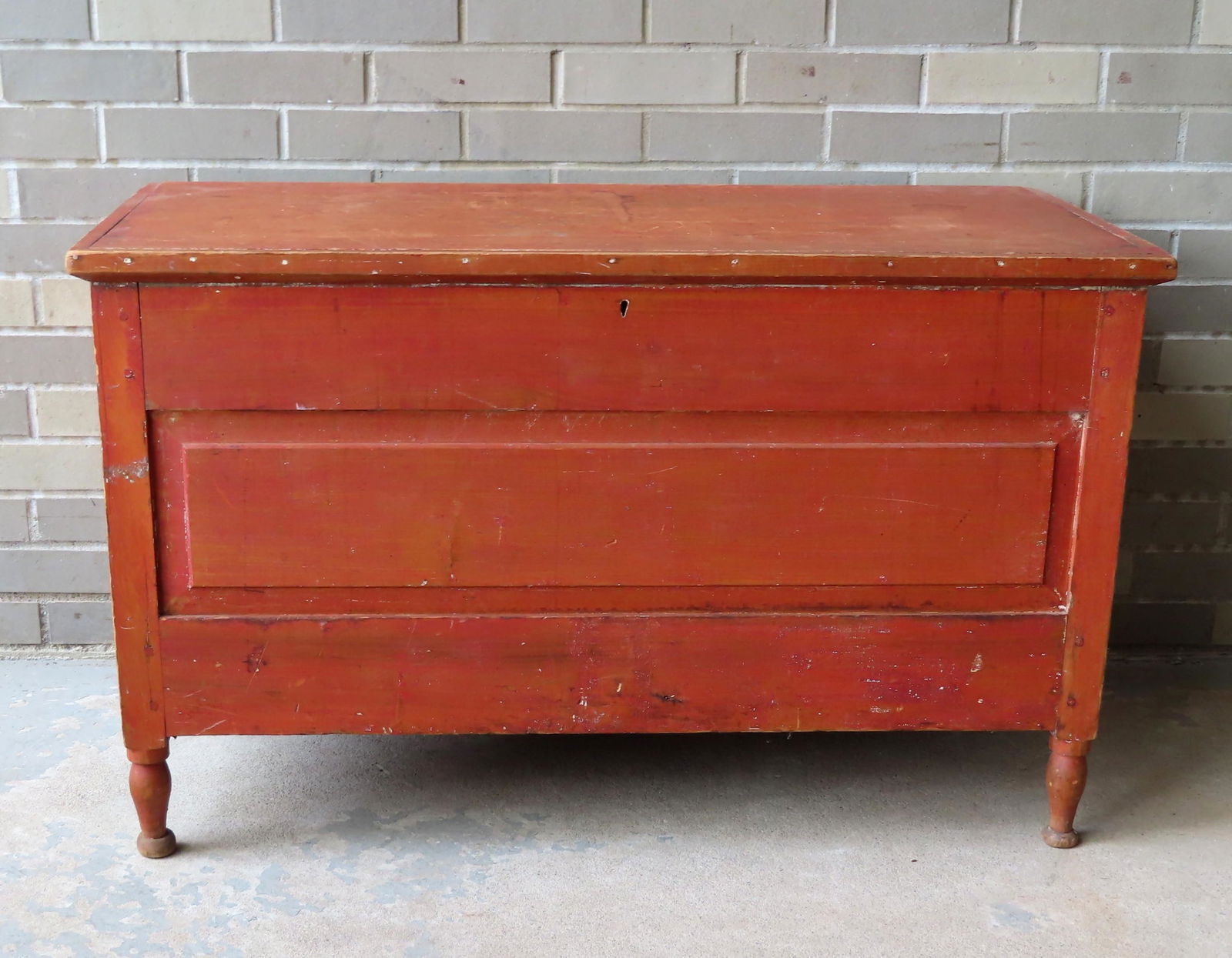 American paneled blanket box in original red stain (1 of 10)
