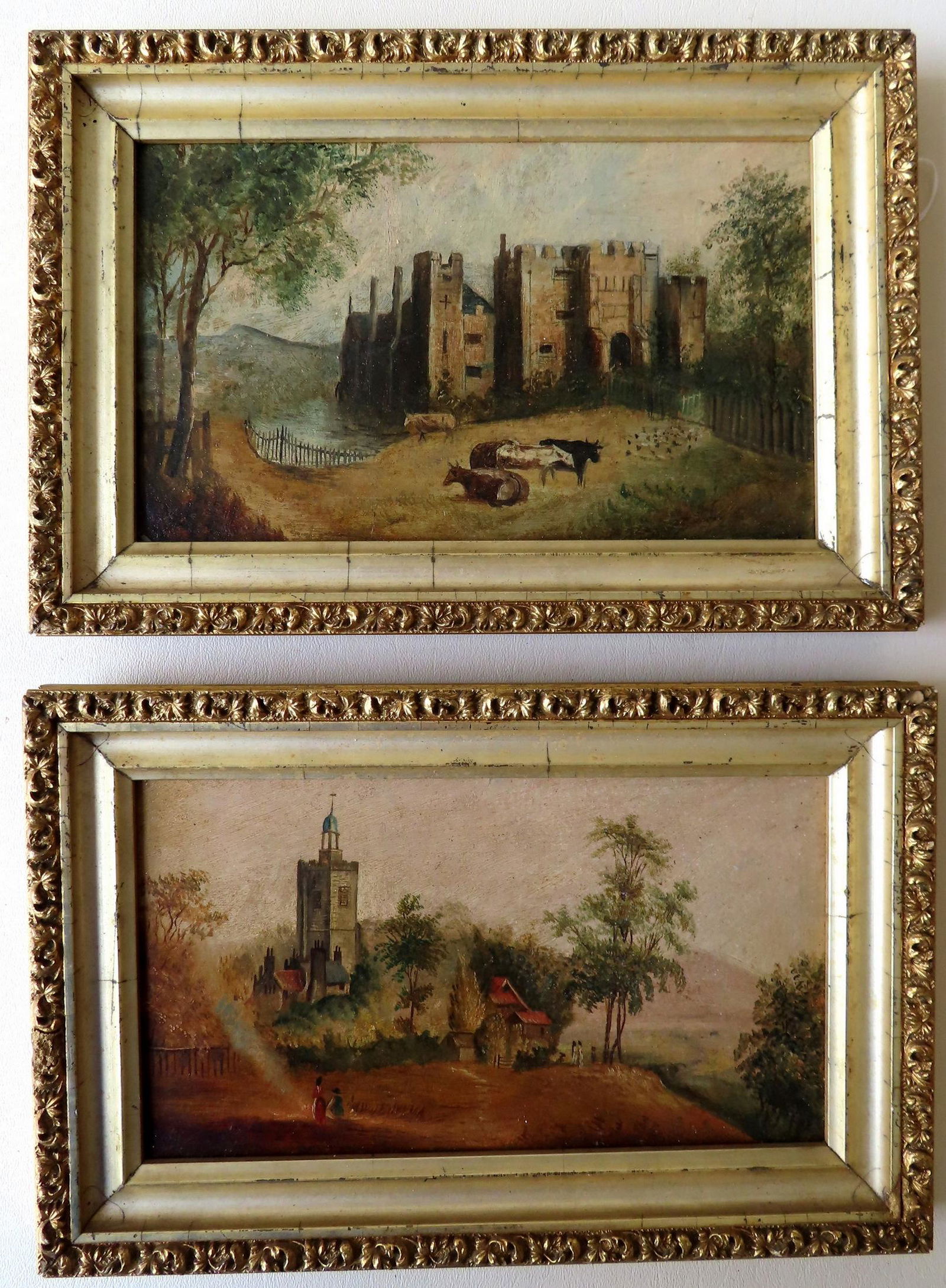 Two O/B Country landscapes in matching gilded gesso (1 of 5)