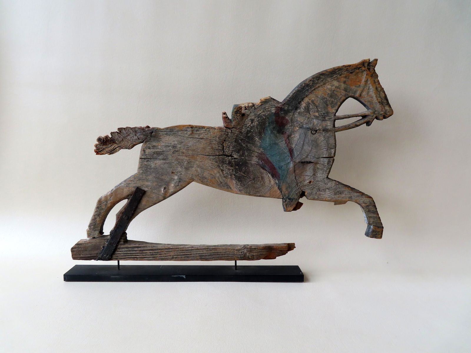 Primitive American folk art wooden horse weathervane, (1 of 4)