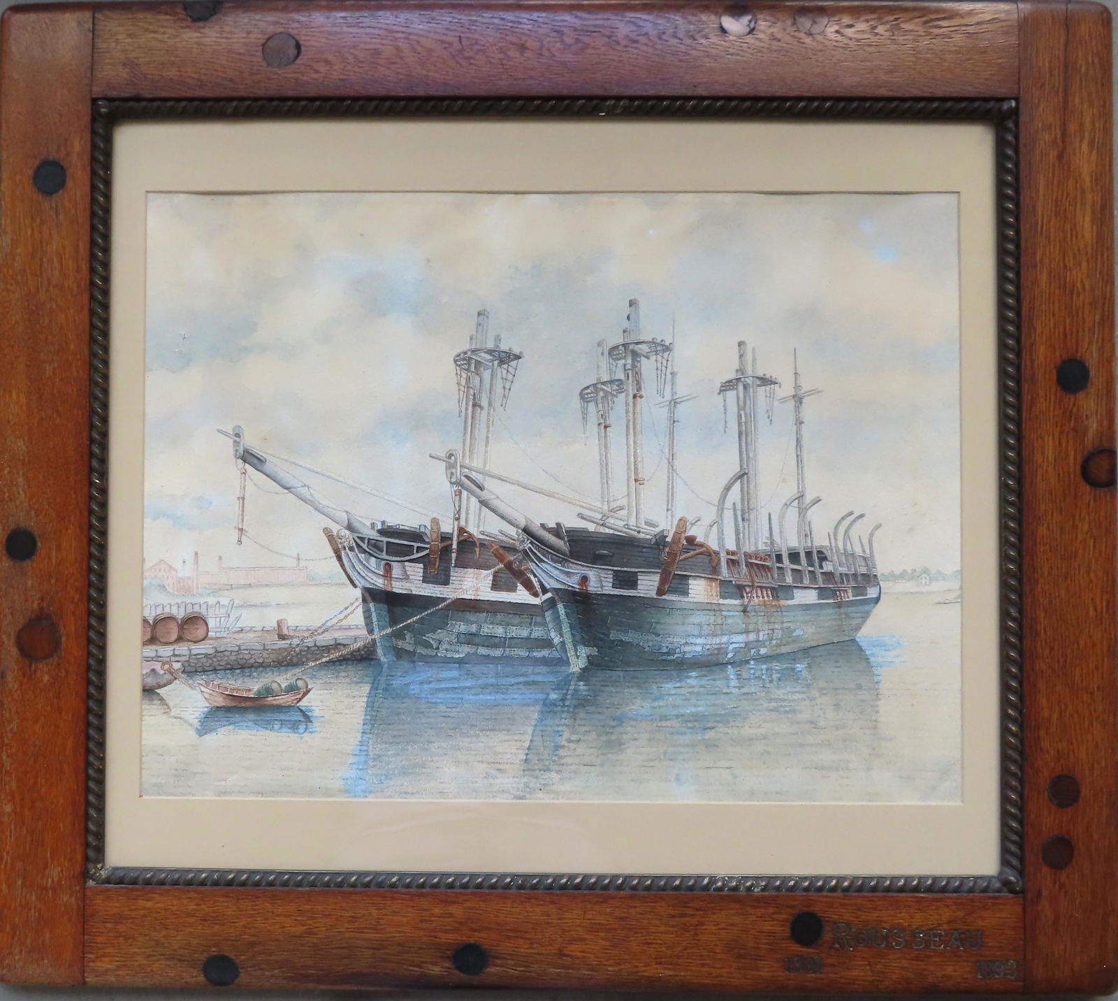 W/C Whaling vessel "Rousseau",  and based on cardboard (1 of 6)