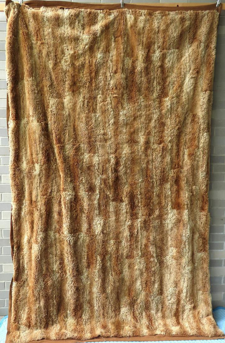 A large carriage animal fur lap robe or cabin blanket, (1 of 7)