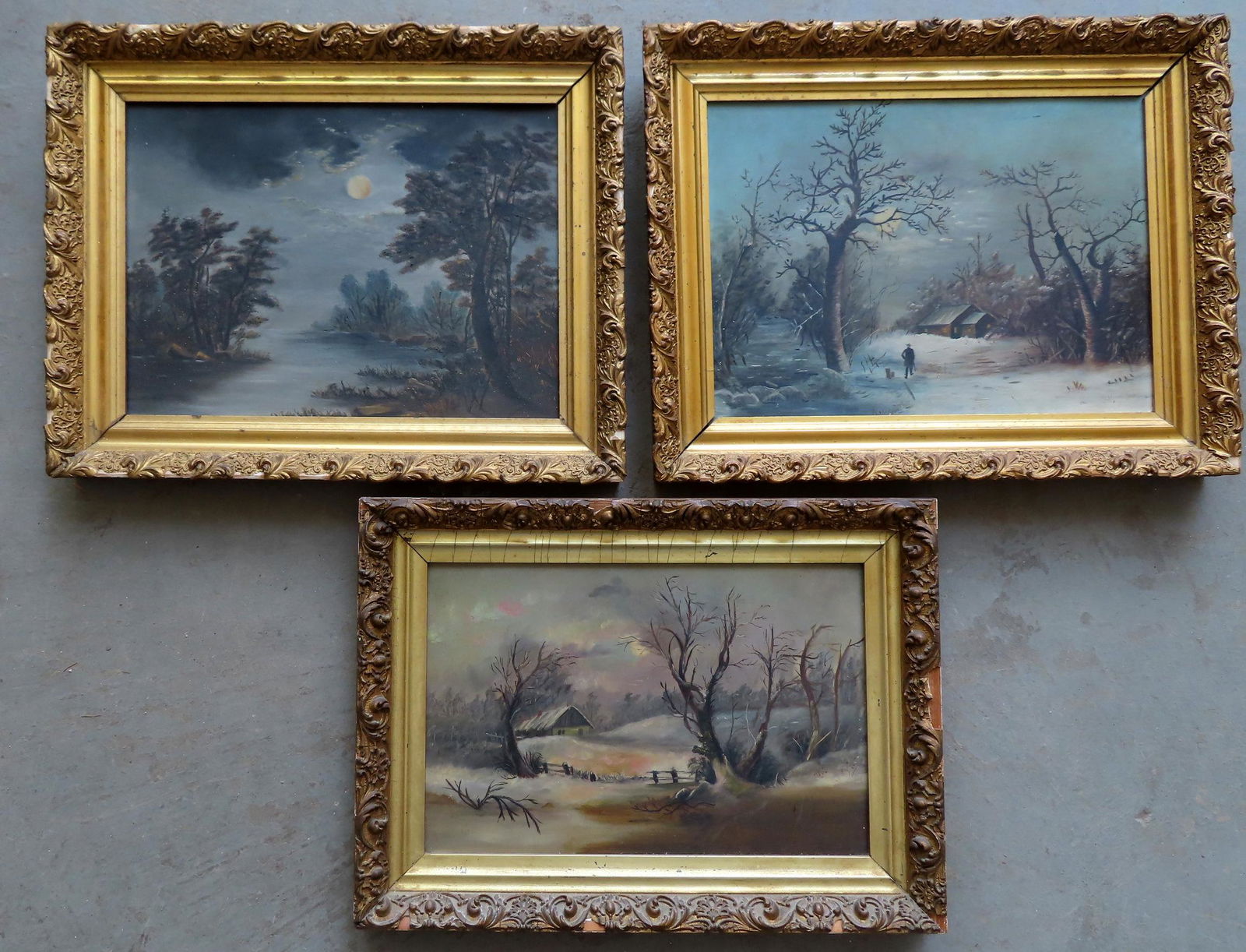 Three 19th century primitive landscapes paintings on (1 of 5)