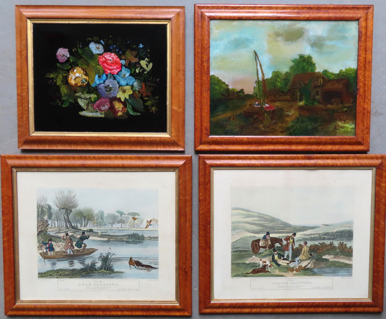 A grouping of 4 large birdseye maple frames, early to (1 of 10)