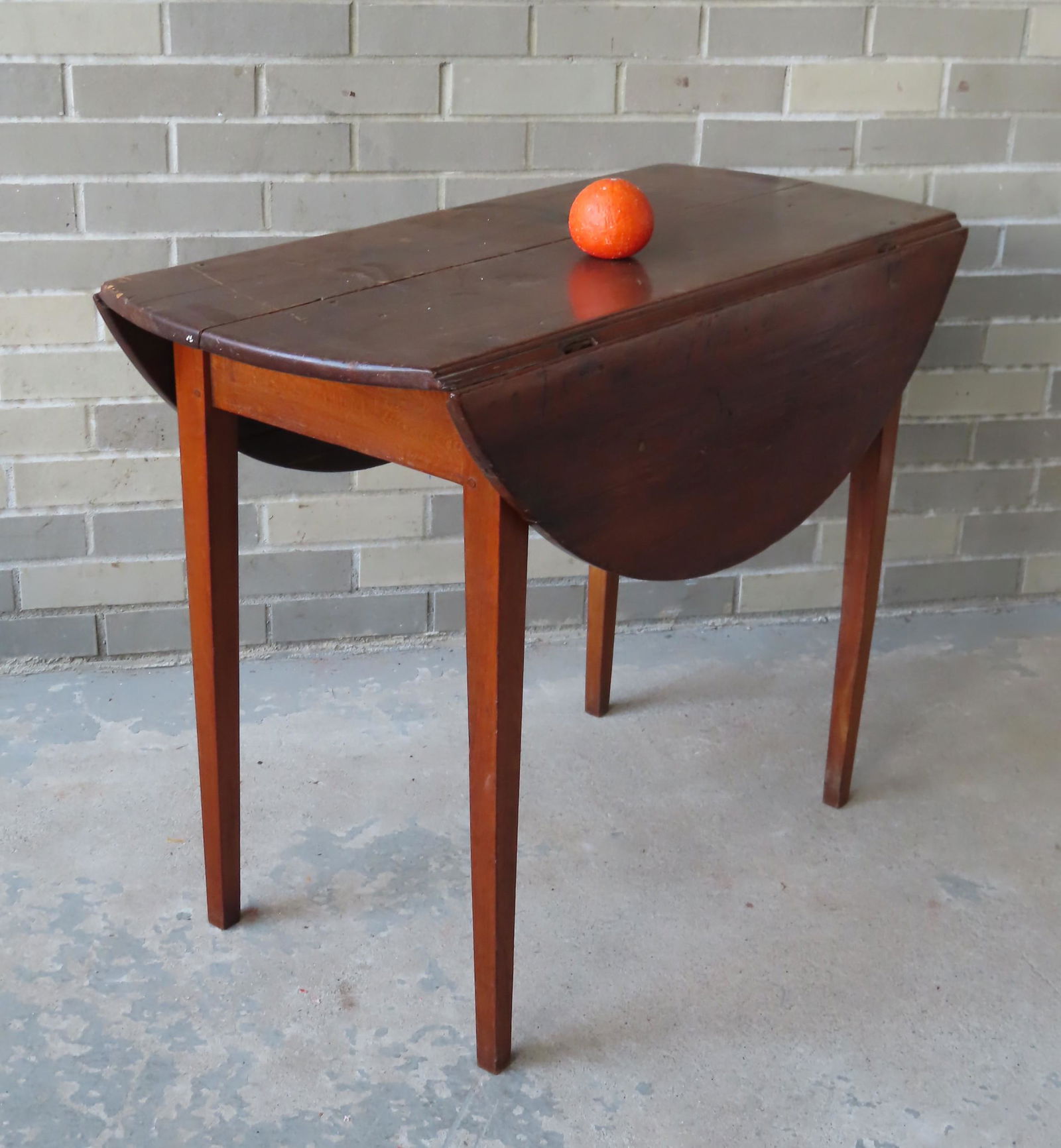 Primitive pine and poplar wood Pembroke table with (1 of 5)