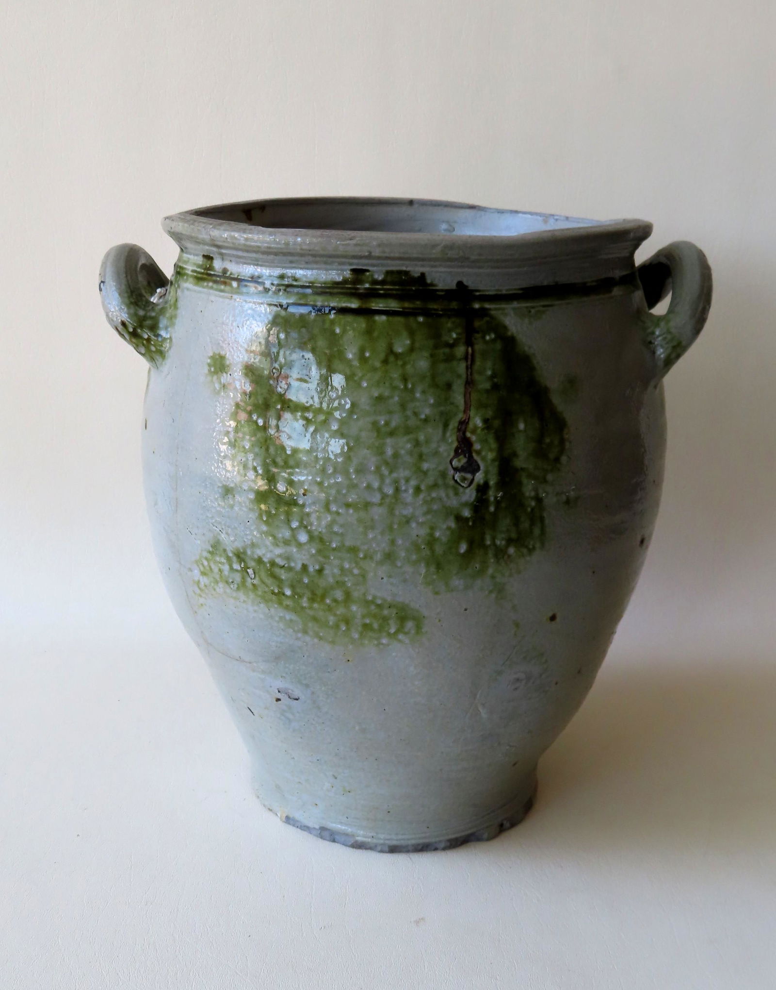 An unusual American early ovoid stoneware crock with (1 of 10)