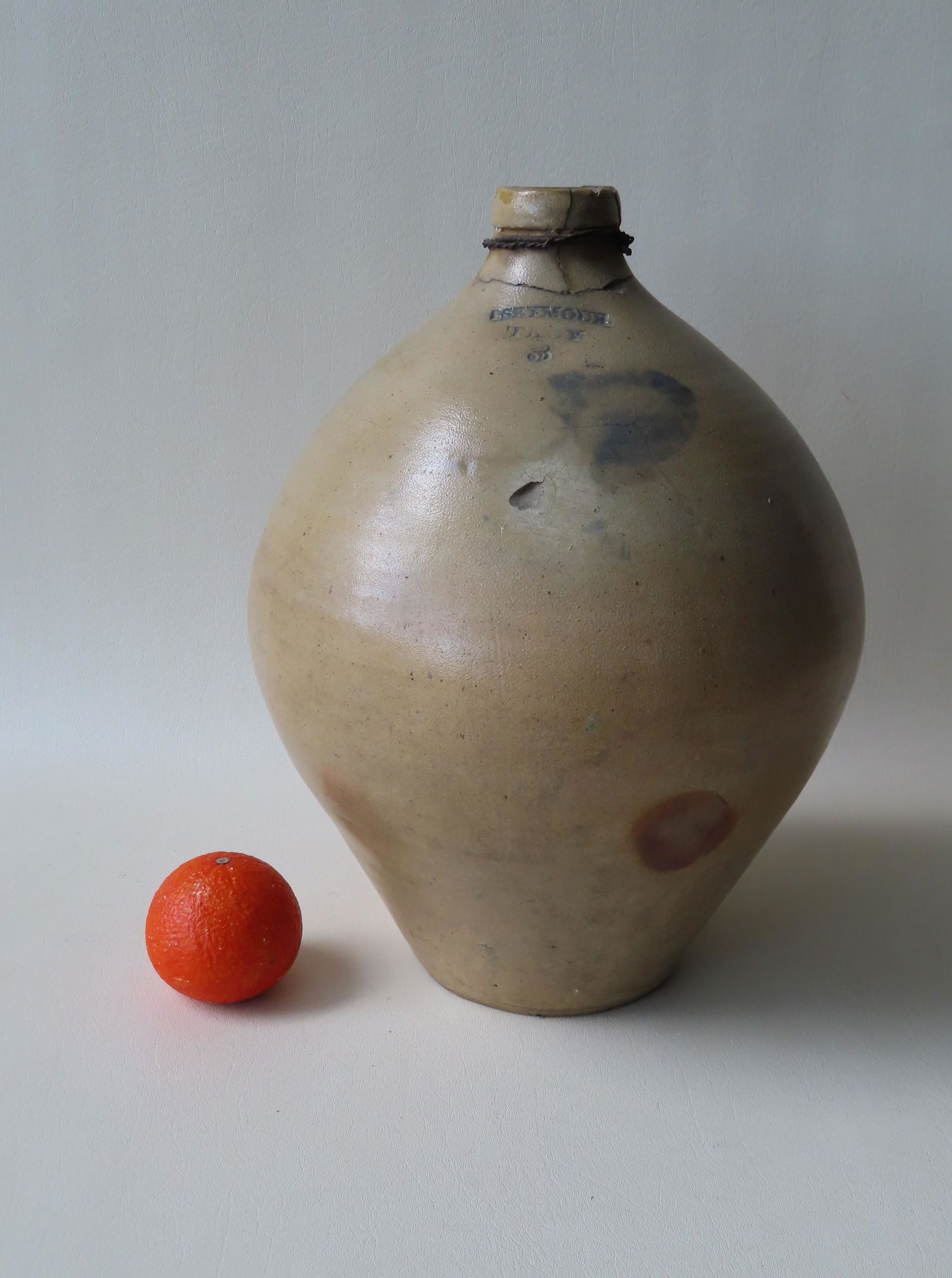 Stoneware ovoid 3 gallon jug with the impressed mark of (1 of 5)