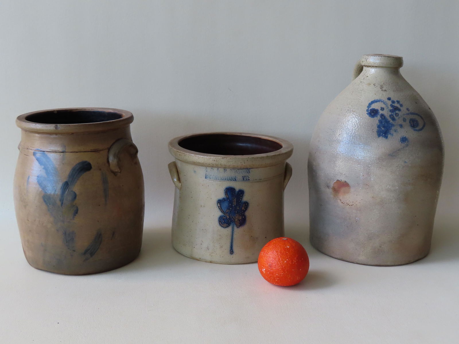 Three stoneware vessels: The first, a jug with a cobalt (1 of 13)