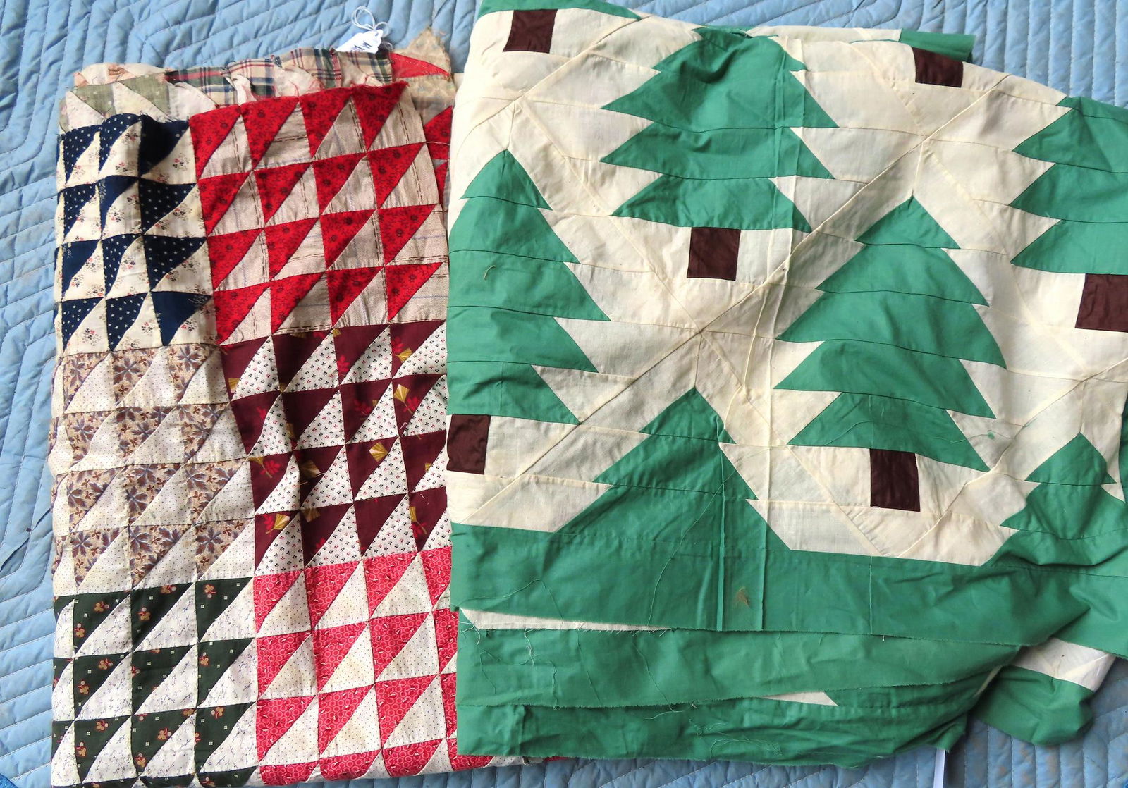 Two quilt tops. The first in Flying Geese pattern, all (1 of 13)