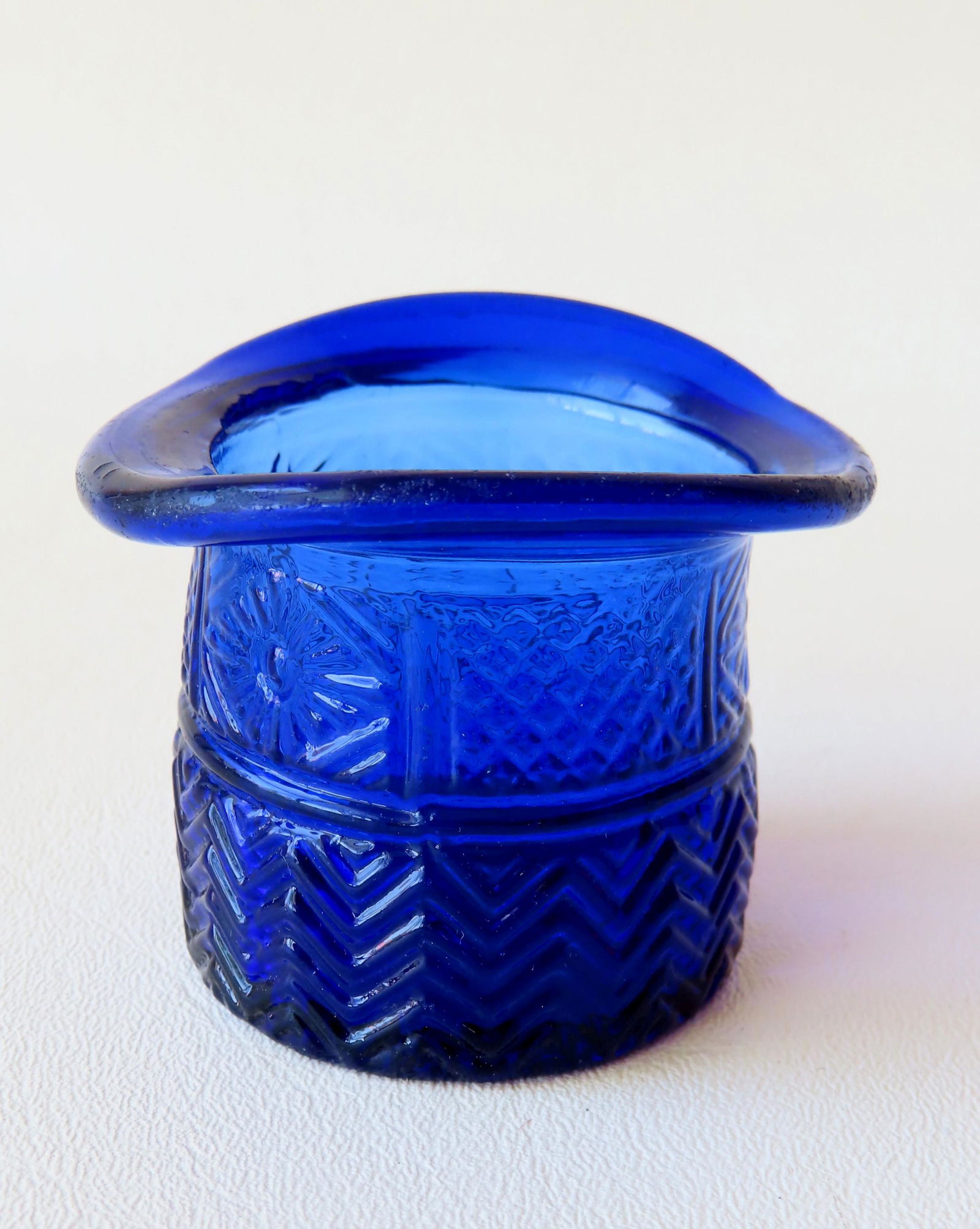Cobalt blue hand blown hat whimsy or salt, probably (1 of 5)