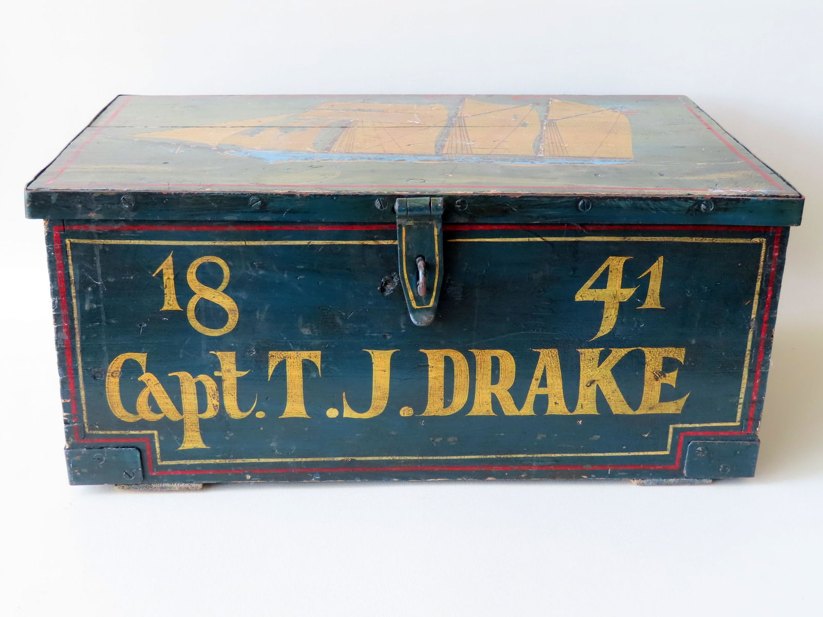 Small English hand painted sea chest, 20th century, (1 of 5)
