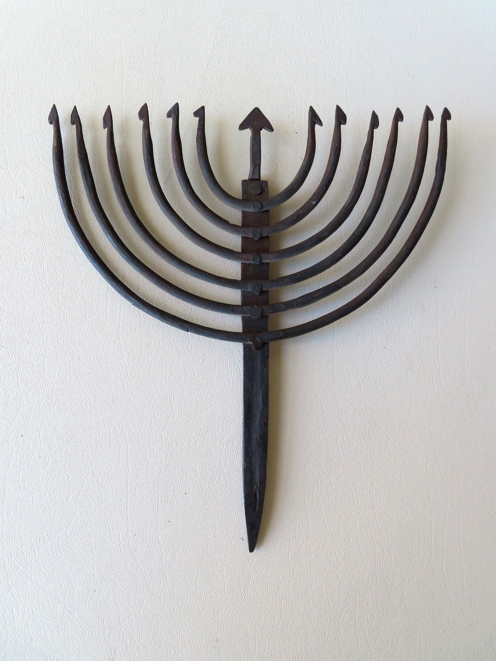 An old iron eel spear with symmetric u-shaped points, (1 of 3)