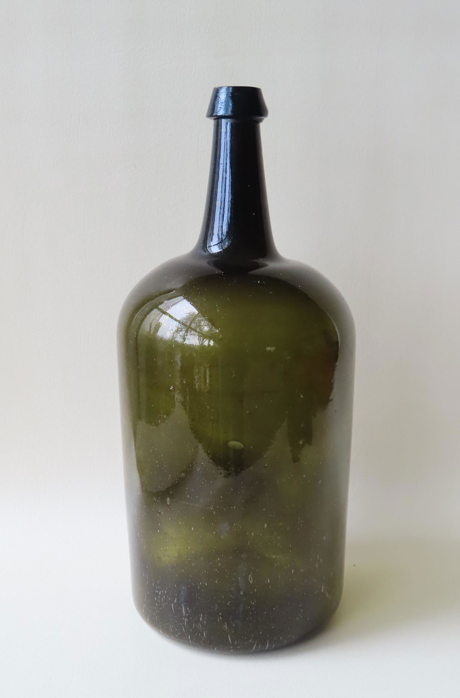 An olive green demijohn bottle, hand blown, 19th c. (1 of 5)