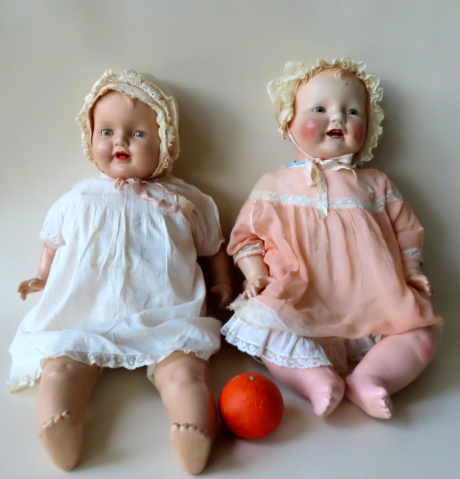 Two composition dolls.  First is an unmarked Mama doll (1 of 13)