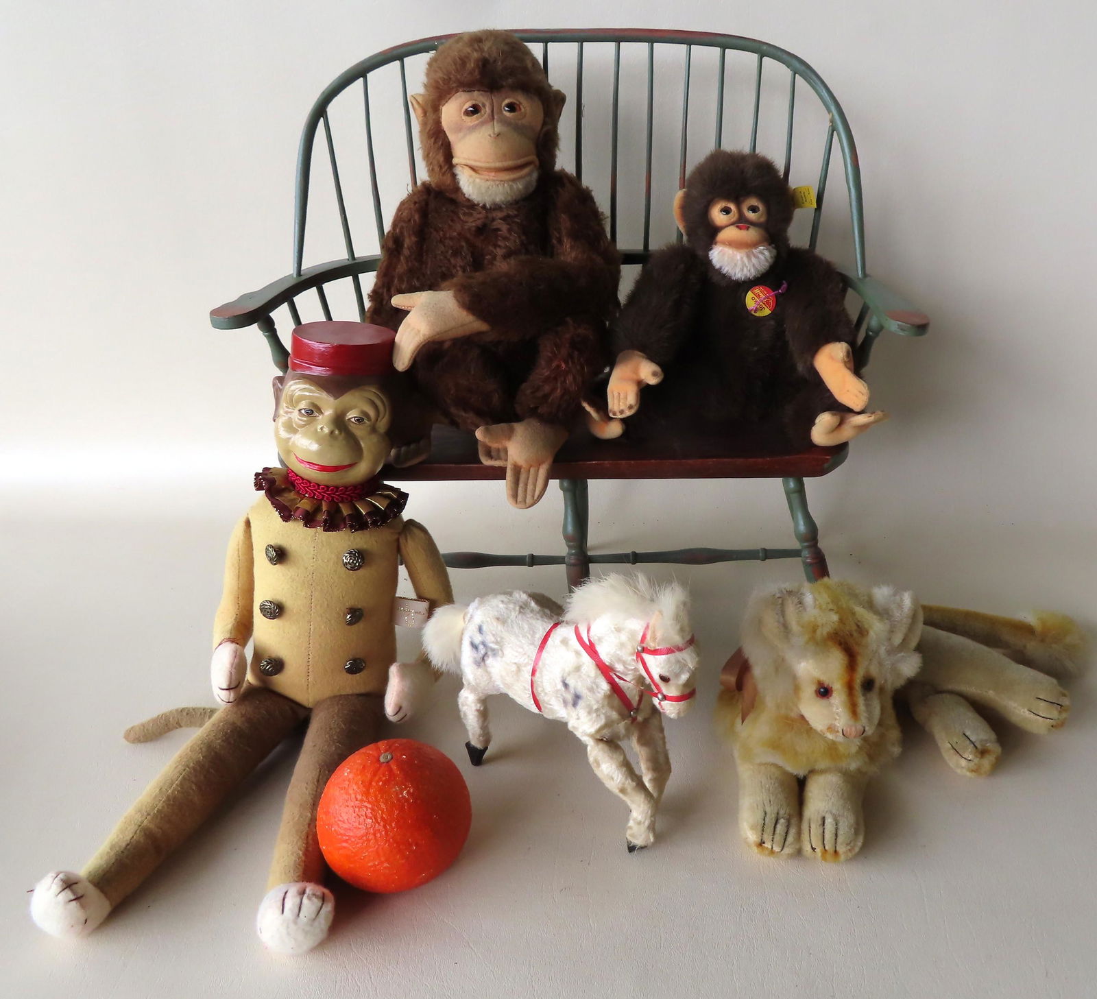 A grouping of 4 stuffed animals, windup horse, newer (1 of 13)