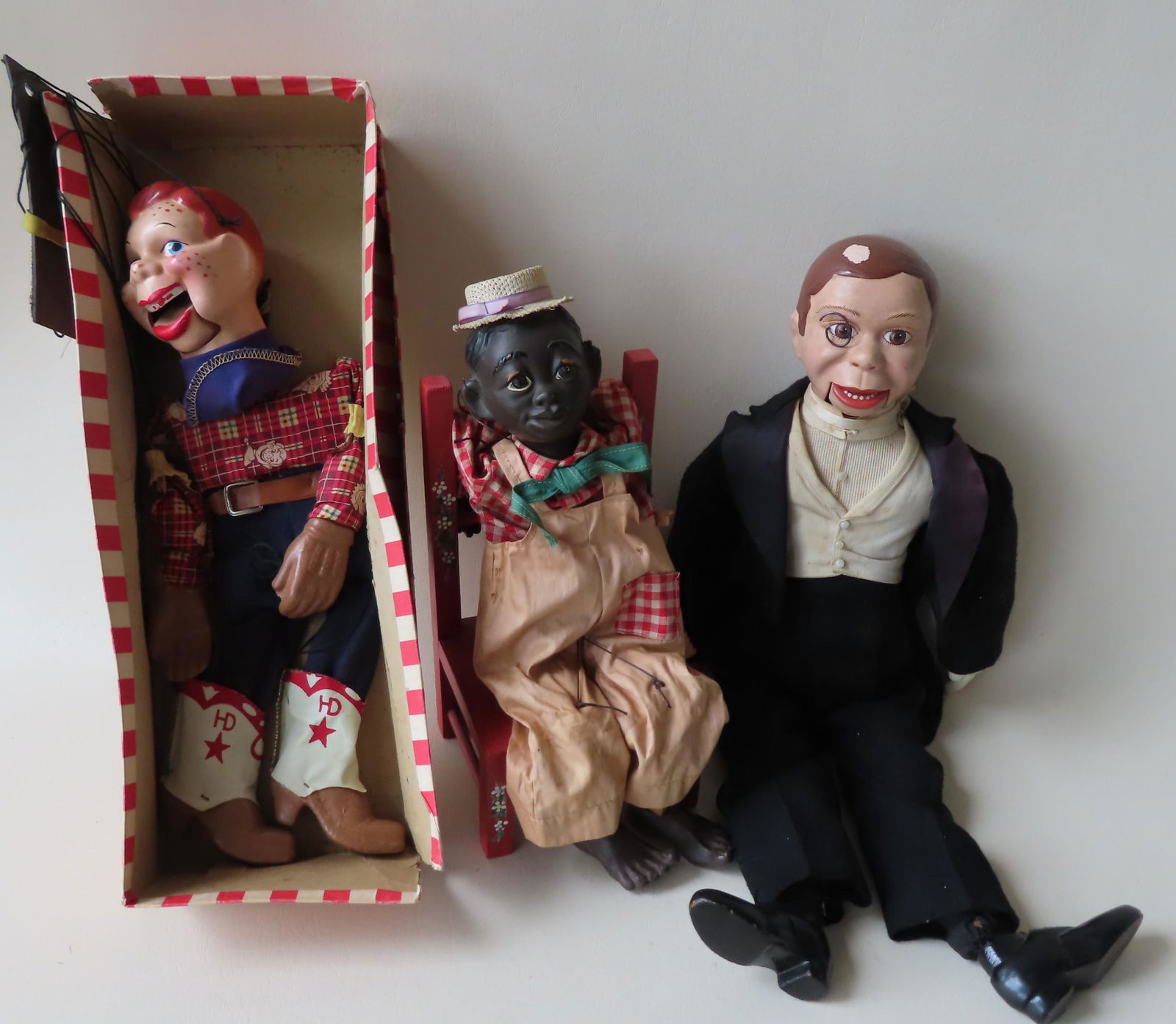 Three vintage marionettes. The first, "Howdy Doody" in (1 of 15)